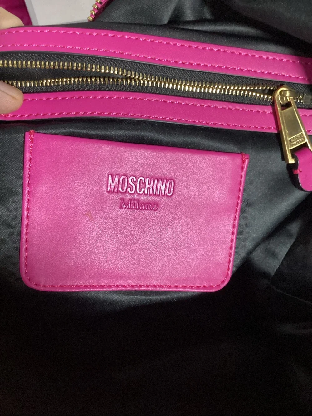 Moschino Quilted Hot Pink Large Nylon Backpack w/ Gold Studded Logo